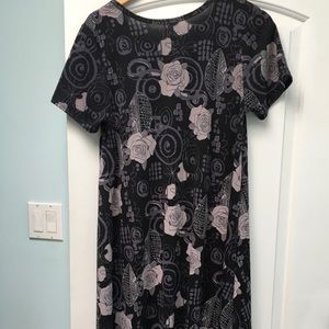 LuLaRoe Dresses - LuLaRoe Carly Small Black Grey roses EUC LuLaRoe Dresses - LuLaRoe Carly Small Black Grey roses EUC